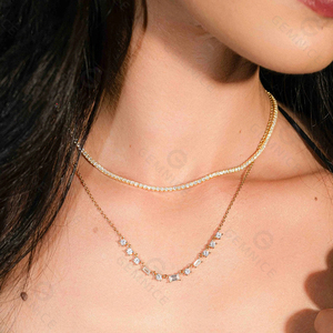 Collier de luxe Gemnel en argent sterling 925 avec zircons alternés rectangulaires et ronds étincelants - Product Image 5