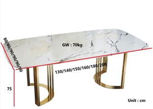 Meubles <span class=keywords><strong>de</strong></span> salon Table à manger bon marché à vendre Table à manger en marbre avec pieds en métal Promotion - Product Image 5