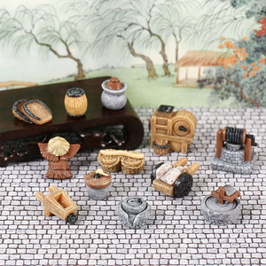 Outils agricoles miniatures en résine de style chinois pour la décoration de bureau, ornement de jardin traditionnel - Product Image 3