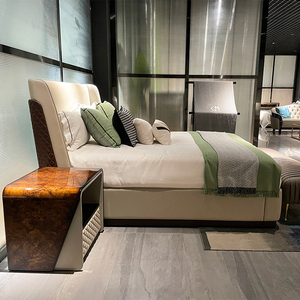 Contemporary Luxury Bedroom Furniture Minimalism Upholstered Size White Leather <b>Bed</b> Leather King Size <b>Bed</b> Set L-m-b5414 White Le - Product Image 3