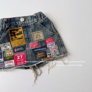 <span class=keywords><strong>Falda</strong></span> <span class=keywords><strong>vaquera</strong></span> para niñas con bordado y parches, moda de verano 2026, al por mayor - Product Image 3