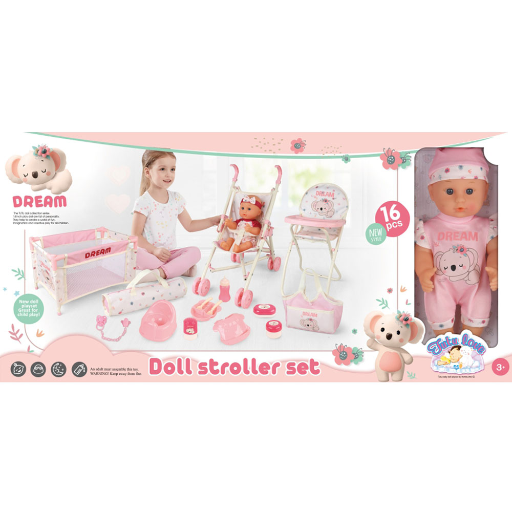 Baby High Chair Doll Play Furniture Set for Kids
