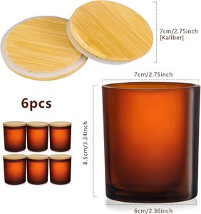 Wholesale Luxury Frosted Amber 8oz Empty Candle Glass <b>Jar</b> With <b>Cork</b> Lid for Soy Wax Scented Candles - Product Image 4