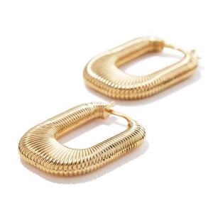 2025 Nueva alta calidad delicada joyería de latón de moda 18K oro espiral rayas en forma de U aro París pendientes huecos - Product Image 6