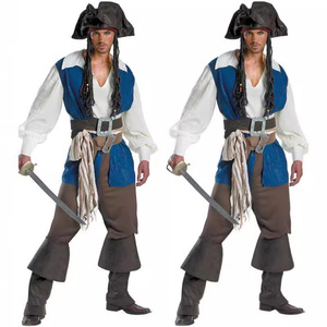 Disfraz <span class=keywords><strong>de</strong></span> Halloween Unisex Europeo Americano, Disfraz <span class=keywords><strong>de</strong></span> Personaje <span class=keywords><strong>de</strong></span> Película y Televisión, Vestido <span class=keywords><strong>de</strong></span> Marinero Capitán Pirata del Caribe con Estampado Luminoso - Product Image 2