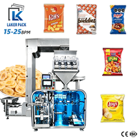 Machine d'emballage haute vitesse à 4 stations pour sachets préformés à fermeture éclair, idéale pour les chips croustillantes, les chips de manioc et les snacks.