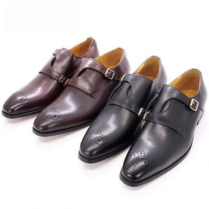 รองเท้าหนังสีดำแบบทางการสำหรับผู้ชาย รองเท้าลำลองผู้ชายแบบผูกเชือกสไตล์มอนก์ รองเท้าแฟชั่นสำหรับงานปาร์ตี้ - Product Image 1