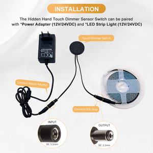 Interrupteur à capteur tactile à induction caché 12V 24V DC 5A 60W pour éclairage <span class=keywords><strong>LED</strong></span> de meubles de placard - Product Image 4
