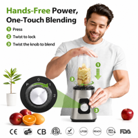 Blender de grande capacité 1,5 L/50 OZ, blender de comptoir en acier inoxydable avec 2 tasses pour jus, smoothie, milkshake, confiture, sans BPA