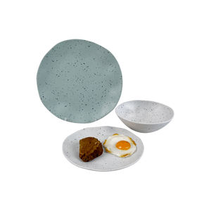 Оптовая продажа, белая посуда неправильной формы, 12 шт., 8-дюймовые 10-дюймовые тарелки, миски для пищевых продуктов, наборы посуды из меламинового бамбукового волокна - Product Image 2