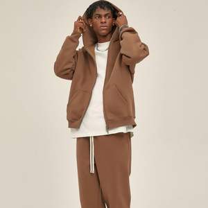 Set di <span class=keywords><strong>felpe</strong></span> con cappuccio con cerniera personalizzata da <span class=keywords><strong>uomo</strong></span> donna Unisex a gamba larga con Logo in rilievo di alta qualità in bianco felpa e <span class=keywords><strong>felpe</strong></span> con cappuccio - Product Image 3