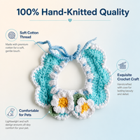 Collier pour animaux de compagnie en crochet fait main, joli cache-col tricoté pour chien et chat, en coton doux, réglable, accessoires pour petits chiens, plus de 10 modèles
