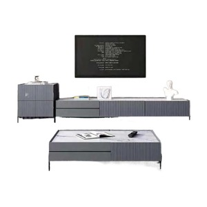 Hot Sale luxury TV Cabinet & Coffee Table Set Big Storage Sintered Stone Top Metal Leg Living Room Cabinets