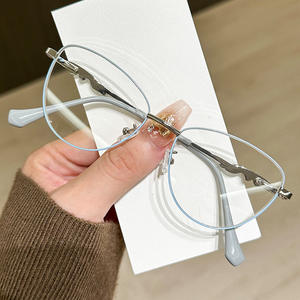 2025金属フレームアンチブルーライトブロッキングメガネ楕円形非処方保護ゴーグル装飾フラットメガネ - Product Image 3