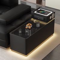 Table d'appoint intelligente de luxe moderne en bois avec chargeur sans fil, haut-parleur et tiroir – Idéale pour canapé, salon, chambre à coucher, table de chevet design