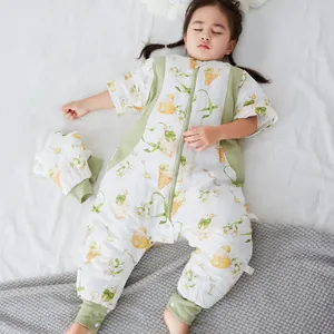 Factory Customized Multicolor Newborn Gauze Bamboo Fiber Double Zipper Baby Sleeping Bag Newborn Split Leg Sleeping Bag