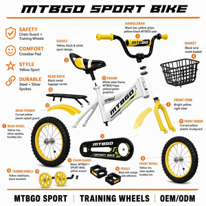 จักรยานเสือภูเขาสำหรับเด็ก MTBGO Factory รุ่น 3-8 ปี ขนาด 12 นิ้ว ปี 2026 รุ่นใหม่ จักรยานเด็กชายแบบซิงเกิลสปีด โครงเหล็กคาร์บอนสูง พร้อมตะกร้า - Product Image 2