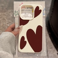 Coque arrière populaire rouge motif cœur pour iPhone 18 13 11 XR 17 13 Pro Max, étui de téléphone en similicuir
