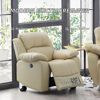 Sillón Reclinable Eléctrico de Diseño Japonés Moderno y Lujoso, de Cuero Sintético, con Masaje, Giratorio, Extensible, sin Brazos, Abierto