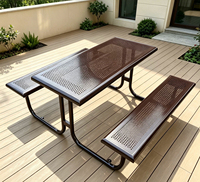 Ensemble table et chaises connectées d'extérieur, étanche et résistant au soleil, en acier rond, pour pique-nique multi-personnes, mobilier d'extérieur pour parc et marché nocturne