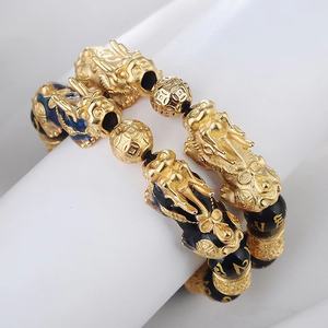 <span class=keywords><strong>Bracelet</strong></span> porte-bonheur Pixiu Dragon en obsidienne Argogold et laiton plaqué <span class=keywords><strong>or</strong></span> <span class=keywords><strong>24</strong></span> <span class=keywords><strong>carats</strong></span> pour homme - Product Image 2
