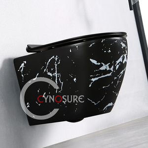 Vente en gros de toilettes murales modernes en marbre noir de haute qualité avec siphon en P - Product Image 2