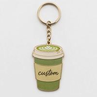 Porte-clés personnalisés en métal pour matcha latte, mini-tasses, avec logo de café, promotionnels, souvenirs