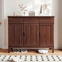Lemari Sepatu Kayu Walnut Hitam Modern Berkualitas Tinggi dan Tahan Lama dengan Perakitan Mudah untuk Perabot Ruang Tamu
