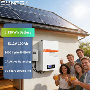 Batería de fosfato de hierro y litio SUNPOK <span class=keywords><strong>ESS</strong></span> 51.2V <span class=keywords><strong>5Kwh</strong></span> 100Ah, sistema solar de 48V, batería de litio Lifepo4 de 100Ah para el hogar - Product Image 1