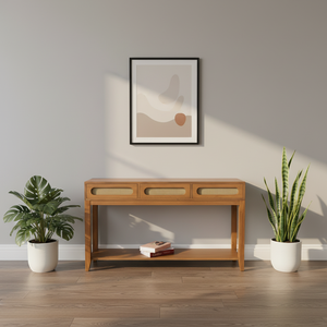 โต๊ะคอนโซลไม้สักแท้ Ardin รุ่นโมเดิร์น พร้อมที่เก็บของ - ทนทานและทำความสะอาดง่าย ใช้ได้หลายห้อง เฟอร์นิเจอร์ห้องนั่งเล่น - Product Image 2