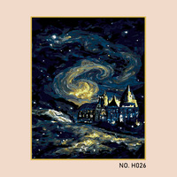 Le fabricant fournit des peintures décoratives modernes en bois massif, style Lu Hua Art, pour peinture à l'huile numérique DIY, dessin et coloriage manuels, thème Hogwarts.