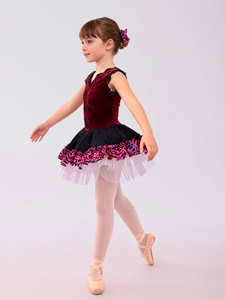 Trajes <span class=keywords><strong>de</strong></span> Ballet <span class=keywords><strong>de</strong></span> Tul con Encaje Negro y Estampado <span class=keywords><strong>de</strong></span> Terciopelo Borgoña, Nuevos Diseños <span class=keywords><strong>de</strong></span> Anna Shi - Product Image 3