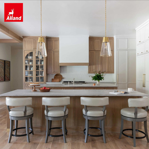 Armoire de cuisine encastrée Alland en chêne blanc et noyer, style moderne, avec panneaux rainurés et service de personnalisation - Product Image 2