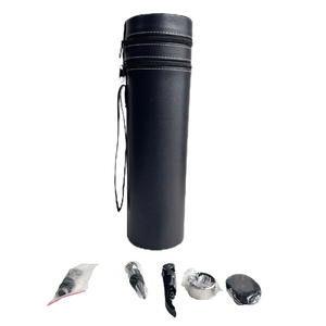 Coffret cadeau ouvre-<span class=keywords><strong>bouteille</strong></span> avec boîte en PU noir, boîte ronde en cuir avec tire-bouchon, bouchon, verseur et col à <span class=keywords><strong>vin</strong></span> et bouchon à champagne - Product Image 2