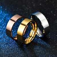 Bagues de mariage classiques en acier inoxydable plaqué or rose de 8 mm, certifiées, pour homme et femme, bagues de fiançailles tendance