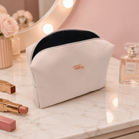 Pochette de voyage personnalisée en PVC grande capacité, résistante à l'eau, avec plaque logo, pour cosmétiques et soins de la peau, avec fermeture éclair