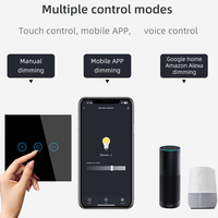 Interrupteur mural tactile intelligent Tuya ZigBee avec variateur de luminosité, compatible LED, contrôle à distance via application