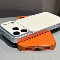 Étui de téléphone rétro en cuir litchi pour iPhone 18 ProMax 17 Air 16 15 14 13 Pro – Coque rigide de protection couleur unie avec protection d'appareil photo