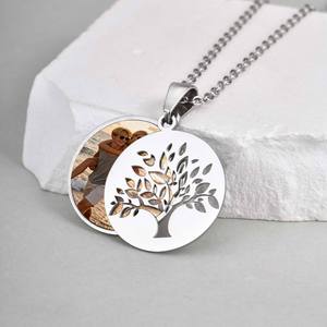 Collana <span class=keywords><strong>con</strong></span> Albero della Vita in Acciaio Inossidabile, Design Unisex, Personalizzabile <span class=keywords><strong>con</strong></span> Foto, Gioielli di Nicchia su Misura MGXL561 - Product Image 4