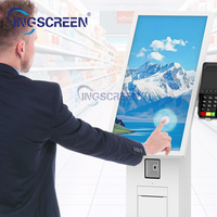 Escáner de impresora de pantalla táctil capacitiva INGSCREEN, quiosco de restaurante, autoservicio, pago de pedidos, quiosco de pago de pie