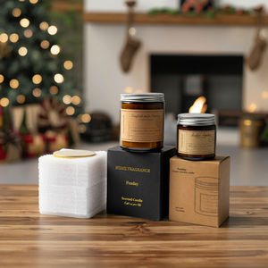 Bougie parfumée en cire de soja dans un bocal brun avec huiles essentielles Texture crémeuse sans fumée Idée cadeau de parfum de maison de luxe pour les barres Diwali - Product Image 1