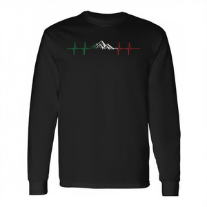 T-shirt a maniche lunghe per alpinismo e arrampicata con bandiera italiana Heartbeat - Product Image 2