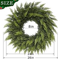 Couronne de Noël artificielle en cèdre véritable au toucher, 24 pouces, fausse aiguilles de pin vertes, en plastique, pour porte d'entrée/fenêtre, décoration extérieure