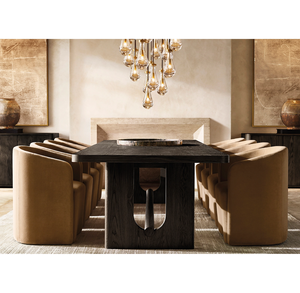 Trong Nhà Màu Đen Rắn Đồ Nội Thất Bằng Gỗ Sồi Gỗ Ván Hình Chữ Nhật Mở Rộng Bàn Ăn - Product Image 1