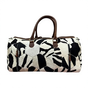 B S International Vintage Style Genuine Leather Duffle Unisex Travel <b>Bag</b> Zipper <b>Foldable</b> Large Capacity Lightweight - Product Image 6