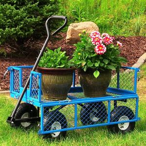 Carrello da giardino in acciaio con capacità di 800 lb 3 mc Ft contenitore a quattro ruote in acciaio rimovibile con reti laterali per utensili OEM - Product Image 5