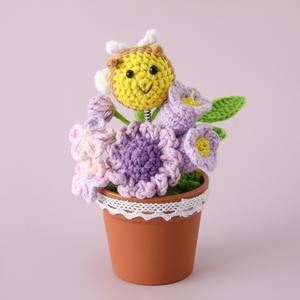 Adornos de Mesa Hechos a Mano: Abejas Pequeñas Tejidas a Crochet con Hilo de Copo de Nieve, Camas de Flores, Plantas en Maceta, Margaritas Mixtas, Lirios y Orquídeas - Product Image 6