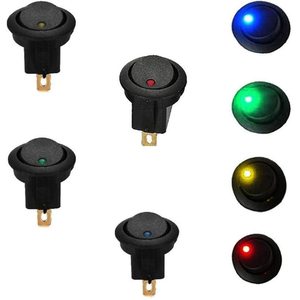 Illuminated Rocker Switch 20A <b>12V</b> <b>DC</b> 5 Pin With Led Blue Red Green Yellow Pack Of 20 - Product Image 2