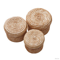 Panier de rangement rond écologique et naturel, nouvelle mode, en paille de blé tissée, bambou multifonction, décoration de salle de bain, cadeau pour la maison