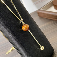 Maillard Oeil de Tigre Pierre Or Serpent Os Chaîne Longue Pull Chandail Chaîne Automne Hiver Vintage Haut De Gamme Pendentif Bouddhisme QH